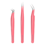 Veyes Inc Fiber Tip Pink Tweezers Kit (3 Pieces)
