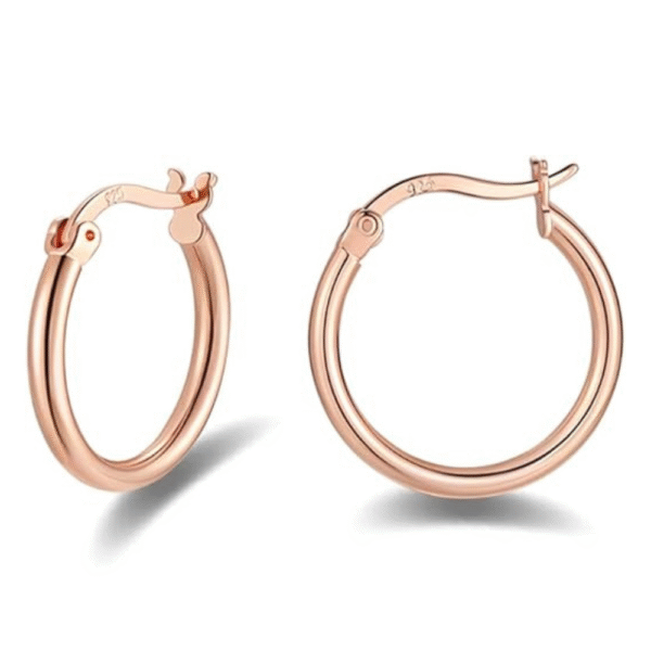 Rose Gold Plated Small Hoop Earrings 15mm