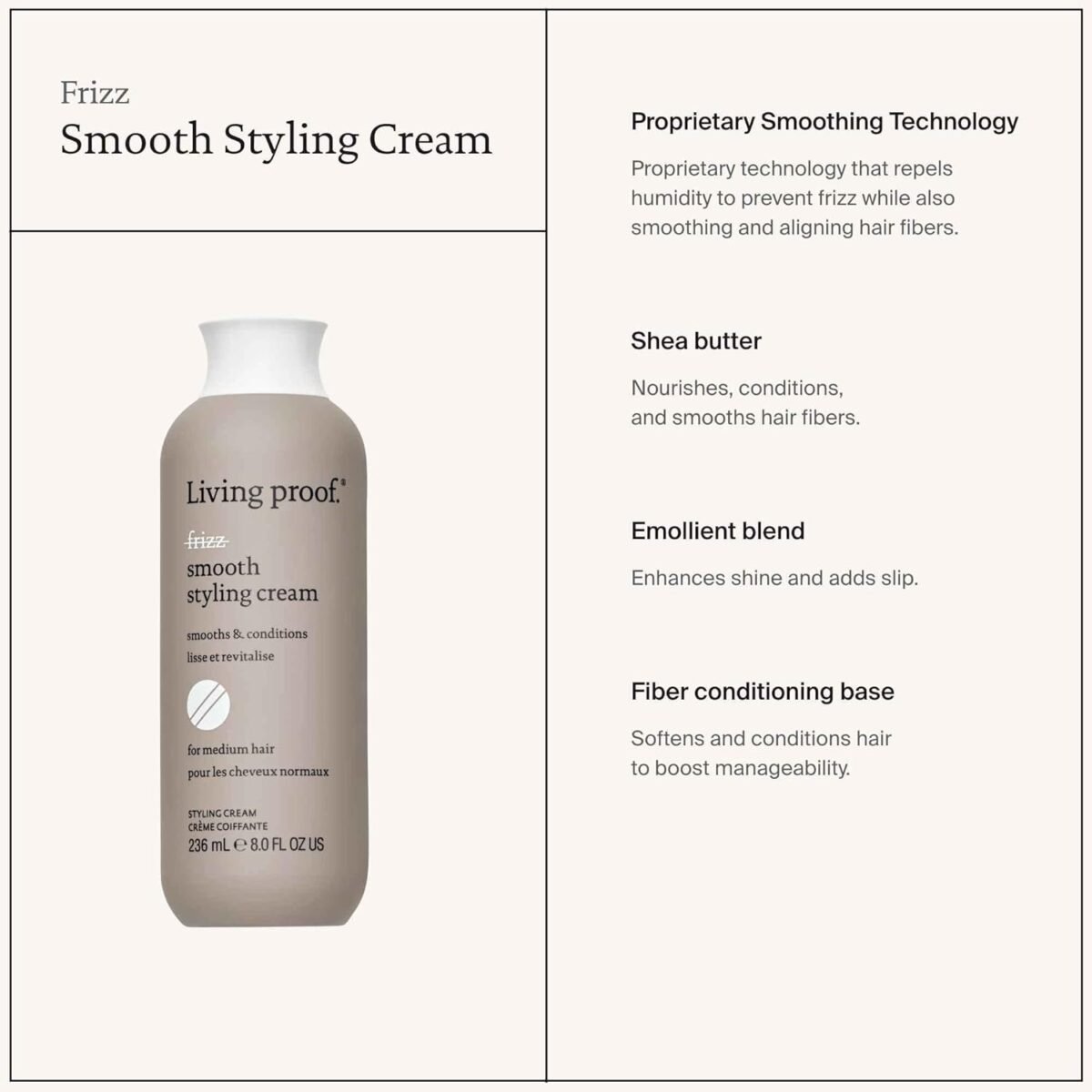 Living Proof No Frizz Nourishing Styling Cream (236ml) - Image 2