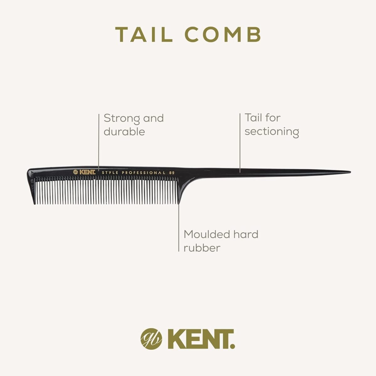 Kent Brushes Style Professional Fine Toothed Tail Comb - Image 3