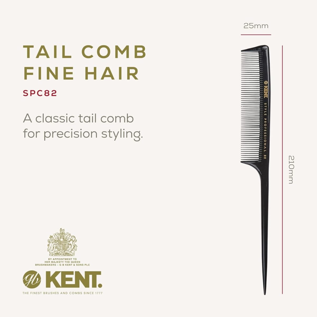 Kent Brushes Style Professional Fine Toothed Tail Comb - Image 5
