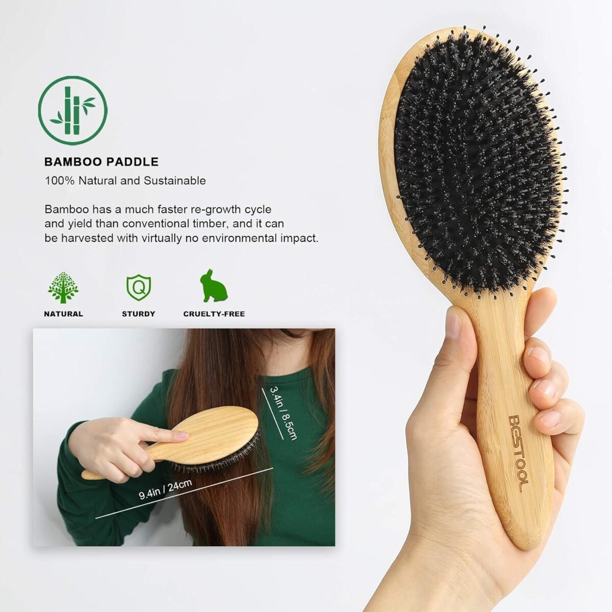 Boar Bristle Hair Brush - Image 2
